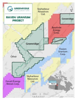 Greenridge Exploration Inc. erwirbt das Uranprojekt Raven in der Region des Athabasca-Beckens in Nord-Saskatchewan (Kanada) durch Abstecken