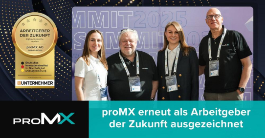 proMX erneut als „Arbeitgeber der Zukunft“ ausgezeichnet