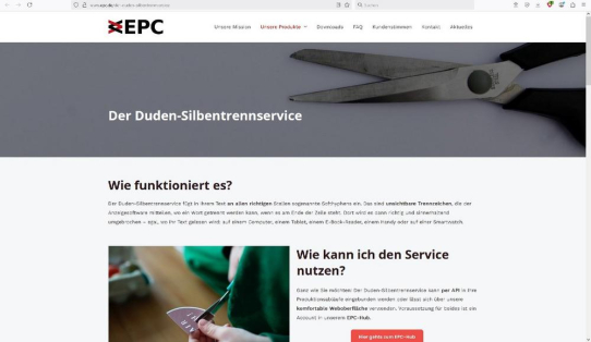 EPC veröffentlicht den Duden-Silbentrennservice