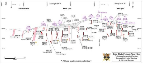 West Point Gold bohrt 59,44 m mit 1,25 g/t Au und 68,5 m mit 0,90 g/t Au unterhalb der Grube Tyro und erweitert Zone Tyro Main in die Tiefe