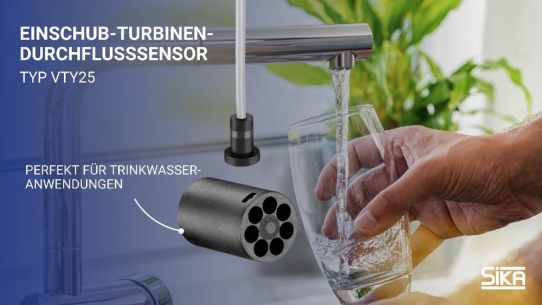 SIKA Einschub-Turbinen-Durchflusssensor VTY25: Zuverlässigkeit, Präzision und Langlebigkeit für Trinkwasseranwendungen