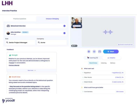 LHH startet das LHH Interview Center mit der Technologie von Yoodli, um Kandidaten auf reale Interviews vorzubereiten