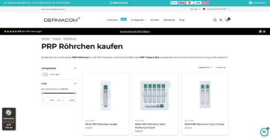 Dermacom Shop startet Vertriebspartnerschaft mit REIN PRP für den Verkauf von PRP Röhrchen