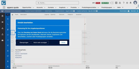 Neuerungen im Summer Release von appero quote cpq light