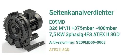 Pulverförderung in ATEX-Zonen mit hoher Druckleistung – Seitenkanalverdichter E09MD für die Chemieindustrie