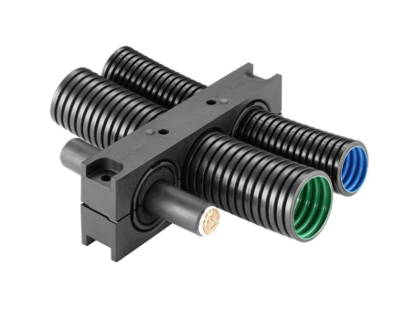 Kompaktes Haltersystem für Wellrohre und Kabel