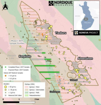 Nordique Resources meldet den aktuellen Stand des Base-of-Till-Bohrprogramms im Goldprojekt Isoneva, Finnland