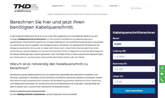 Mit einem Klick zum richtigen Kabelquerschnitt