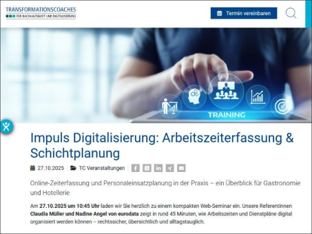 Zeiterfassung: Dehoga und eurodata laden am 27.10.25 zum Web-Seminar ein