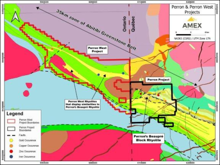Amex will mit neuen Bohrungen über bis zu 100.000 m die Goldressource in Perron erweitern