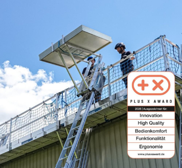 BAVARIA Leiterlift von MAUDERER gewinnt PLUS X AWARD: Innovative Lösung für sicheren Materialtransport auf Baustellen