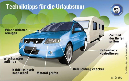 TÜV SÜD: Fünf Techniktipps für die Urlaubstour