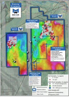 Maxus Mining meldet positive Ergebnisse aus dem Explorationsprogramm 2025 im Kupferprojekt Penny in British Columbia