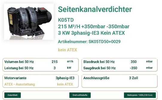 Effiziente zentrale Vakuumerzeugung mit dem Seitenkanalverdichter K05TD