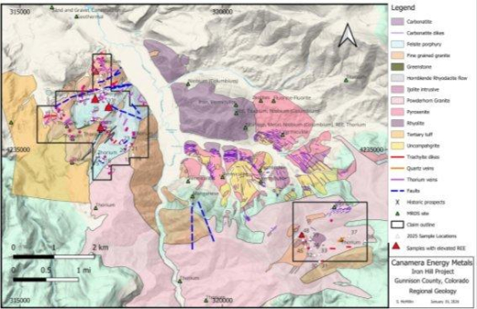 Canamera bestätigt Gehalte von bis zu 6.557 ppm TREO bei der erneuten Analyse von Proben mit Werten über der Nachweisgrenze auf Iron Hills