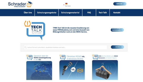 Schrader TPMS Academy stellt "TPMS Tech Talk" vor