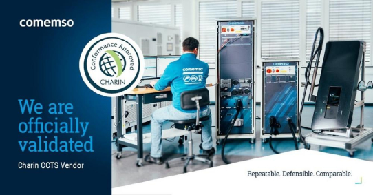 CharIN bestätigt comemso EVCA als validiertes Conformance-Testsystem für DC-Ladesysteme und Interoperabilität