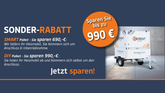 Mobile Heizzentrale (60 kW) zur Miete: Flexible Servicepakete mit Sparvorteil bis zu 990 €