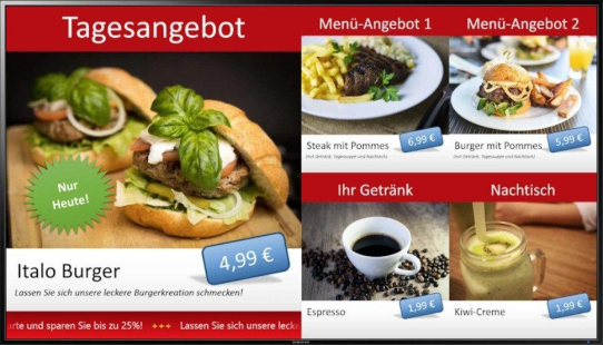 Digitale Menü-Boards und Anzeigetafeln für die Gastronomie