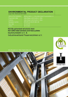 Umweltproduktdeklaration "Feuerverzinkte Baustähle" jetzt auch in englischer Sprache verfügbar