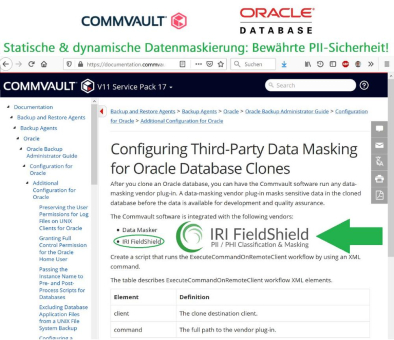 ☑️ Oracle Datenbank via Commvault erst klonen ➕ via Plug-In dann sensible Daten direkt maskieren ❗