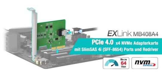 PCIe Gen4 NVMe Konnektivität für SlimSAS basierte Speicherlösungen