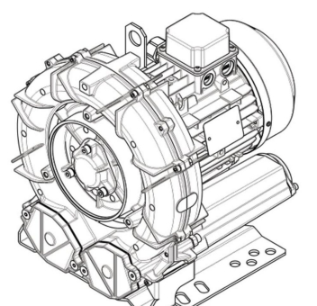 Seitenkanalverdichter e5MSMOR 1,1kWIE3WR | 263 m³/h | +125 mbar | -125 mbar | ATEX II 3GD T3