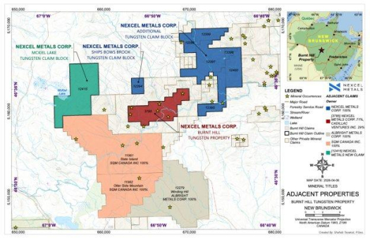 Nexcel erweitert sein Wolframprojekt Burnt Hill auf 8.046 Hektar durch Abstecken zusätzlicher Claims