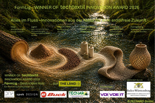 TECNARO mit Projektteam „FormLig“ mit Techtextil Innovation Award 2026 ausgezeichnet