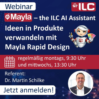 NEUES WEBINAR: "Ideen in Produkte verwandeln mit Mayla Rapid Design"