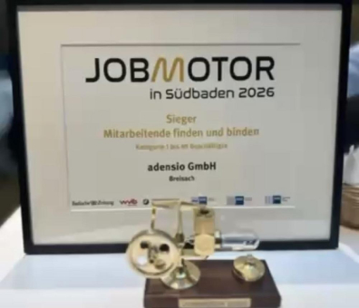 adensio erhält Jobmotor-Auszeichnung 2026 für „Mitarbeitende finden und binden“