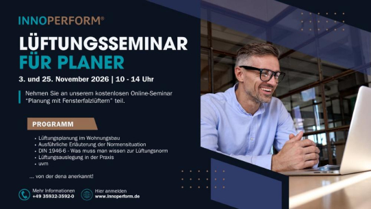 Kostenloses Online-Lüftungsseminar 2026 für Planer