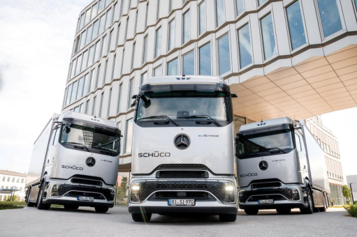 Schüco erweitert Fuhrpark um erste vollelektrische Lkw