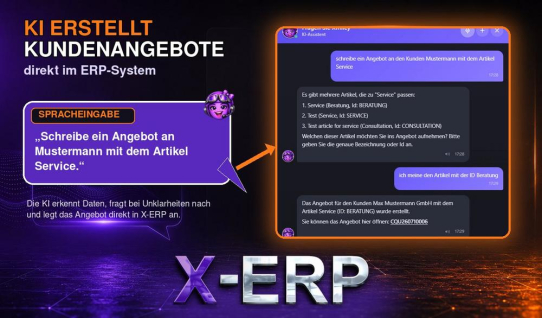 Ein Satz genügt: X-ERP erstellt Kundenangebote per KI