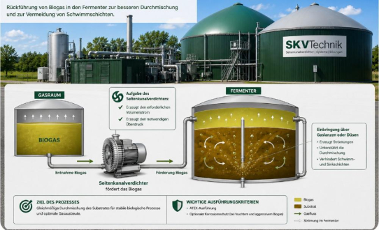 Gasrezirkulation im Fermenter: Biogas gezielt zurückführen und Durchmischung unterstützen