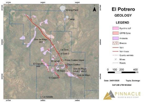 Pinnacle macht weitere historische Stollen bei El Potrero wieder zugänglich und erzielt Probenwerte von bis zu 26,1 g/t Au und 511 g/t Ag