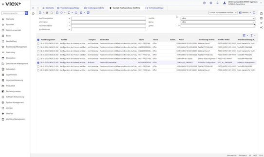 Varianten im ERP: Neue Konfliktübersicht für Produktkonfigurationen in VlexPlus ERP Release 6.5