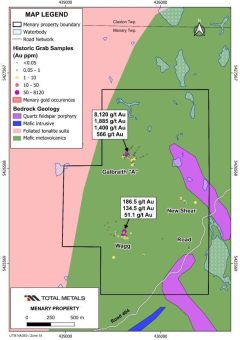 Total Metals ermittelt 31,7 g/t Au in einer Stichprobe und bestätigt vorrangige Bohrziele auf seinem hochgradigen Goldprojekt Menary in Ontario