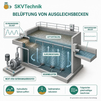 Seitenkanalverdichter belüften Ausgleichsbecken kontinuierlich