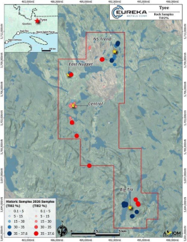 Eureka Metals identifiziert fünf neue hochgradige Titanvorkommen bei Tyee mit Proben von bis zu 36,9 % TiO2