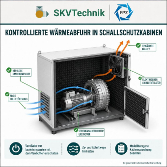 Schallschutzkabinen führen Betriebswärme von Seitenkanalverdichtern kontrolliert ab