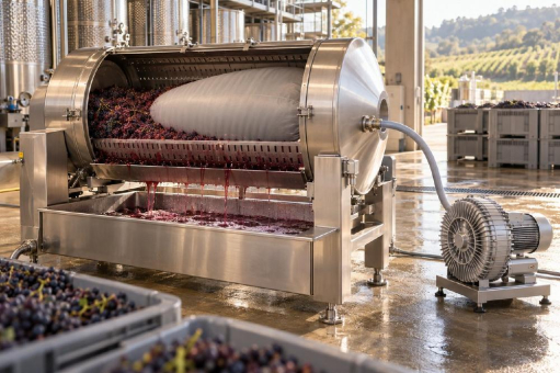 Seitenkanalverdichter versorgen pneumatische Weinpressen mit Prozessluft