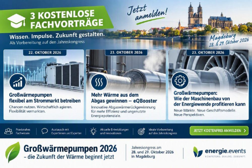 Kostenlose Fachvorträge stimmen auf Großwärmepumpen-Jahreskongress ein