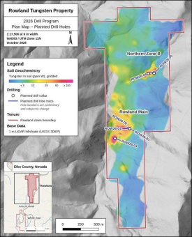 Western Star Resources definiert vorrangige Bohrziele, skizziert geplantes Bohrprogramm über 3.050 Fuß in vormals produzierendem Wolframkonzessionsgebiet Rowland in Nevada und beauftragt PanAm Marketing für Investor-Awareness-Dienstleistungen