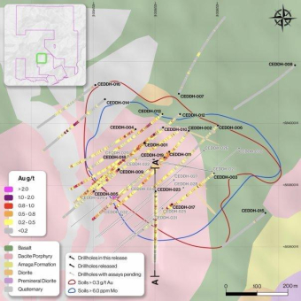 Tiger Gold erweitert die Mineralisierung bei Ceibal in Richtung Süden und stößt dabei oberflächennahe auf 268 m mit 0,5 g/t Au